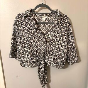 H&M Short Sleeve Blouse with Tie Detail